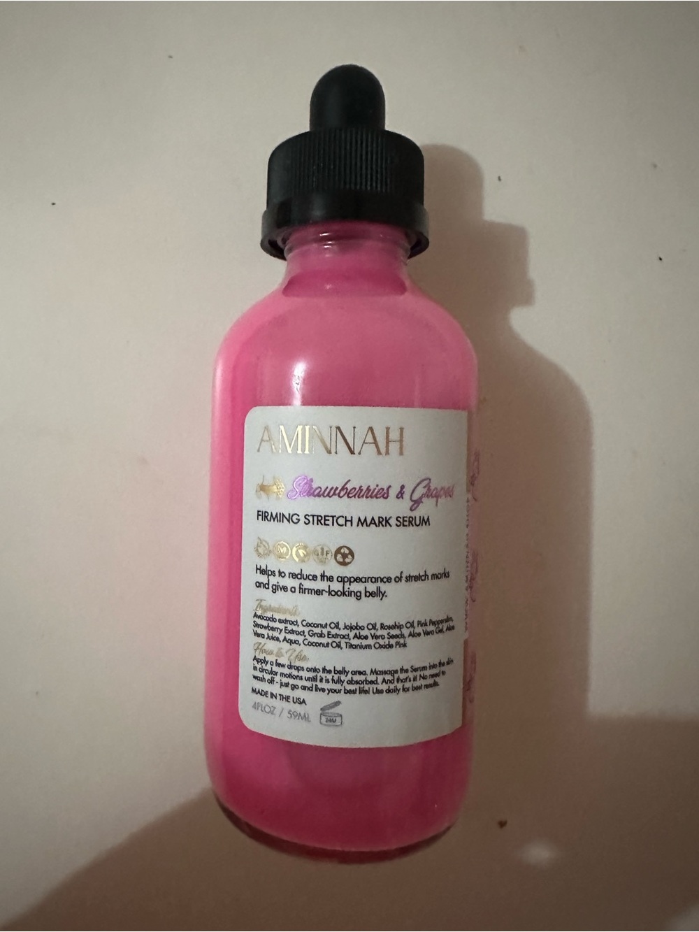 AMINNAH Pink Firming Stretch Mark Serum - Strawberries & Grape